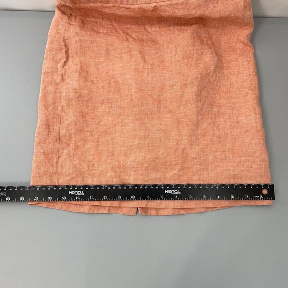 J Crew Linen Skirt Knee Length Straight Lined Orange Peach Womens 2 - Picture 10 of 11